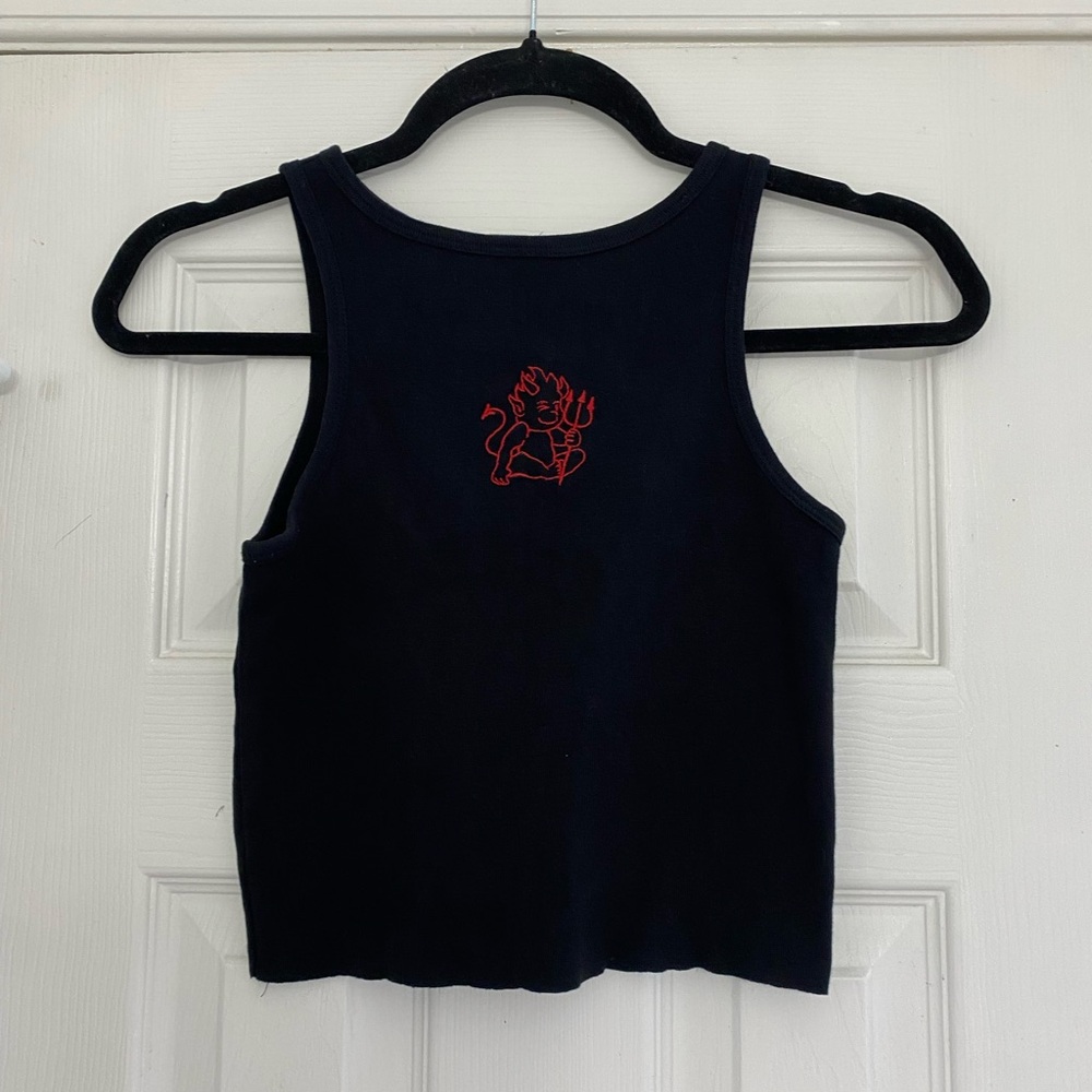 John Galt/ Brandy Melville Embroidered Baby Devil Tank Top